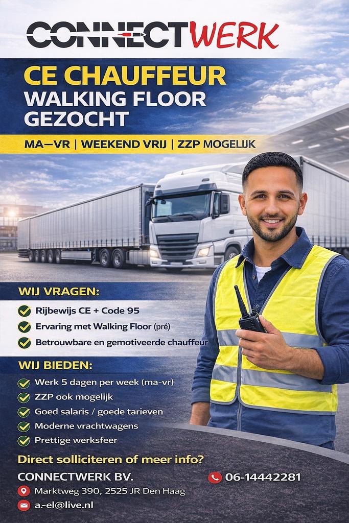 Ce chauffeur gezocht vast 5 dagen, Vacatures, Vacatures | Chauffeurs, 33 - 40 uur
