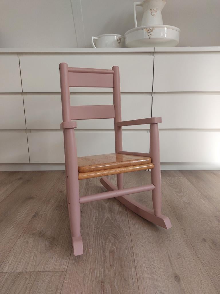 Oude Roze Kinder Schommelstoel, Huis en Inrichting, Stoelen, Ophalen, Gebruikt, Overige kleuren, Vintage