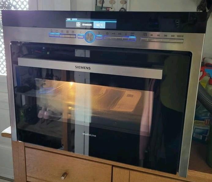 SIEMENS StudioLine HB86P585 inbouw combimagnetron (pyrolyse), Ophalen, Combimagnetron, Gebruikt, Hete lucht