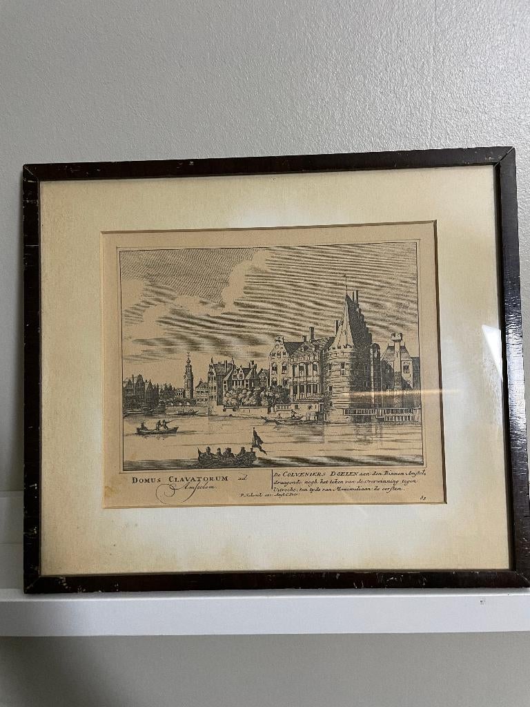 Gravure Domus Clavatorum Amsterdam - P. Schenck, Architectuur, Ingelijst, Ophalen of Verzenden, Gravure