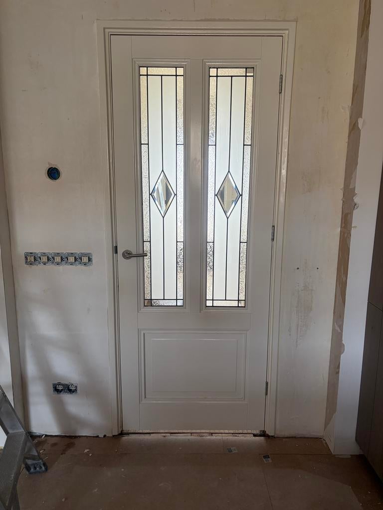 Binnendeur met glas in lood, Ophalen, 80 tot 100 cm, Binnendeur, Zo goed als nieuw