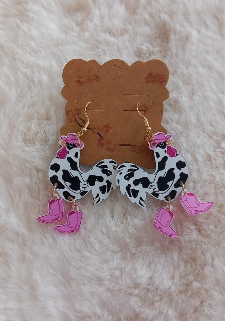 Cowboy kip oorbellen, Overige materialen, Hangers, Nieuw, Ophalen of Verzenden