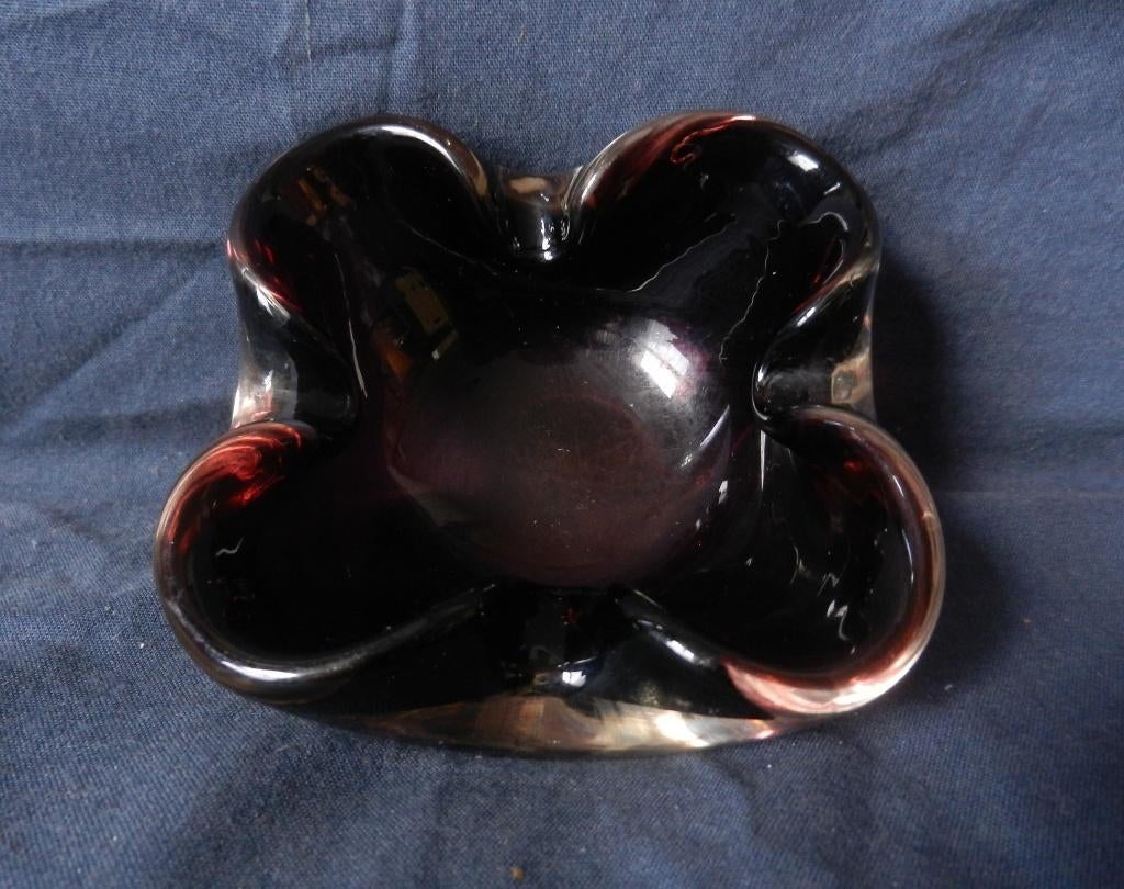 Glazen kom / asbak met paars Sommerso Murano Flavio Poli, Ophalen of Verzenden