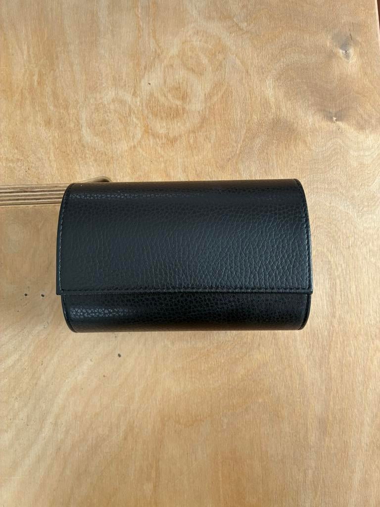 Lucrin - horlogehoes - 2 horloges - zwart leer, Overige merken, Overige materialen, Polshorloge, Overige materialen