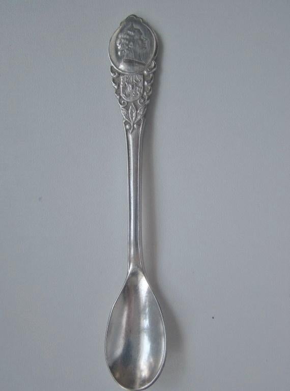 verzilverd lepeltje inhuldiging Koningin Juliana 1948  [32], Verzamelen, Gebruikt, Verzilverd, Ophalen of Verzenden, Metaal