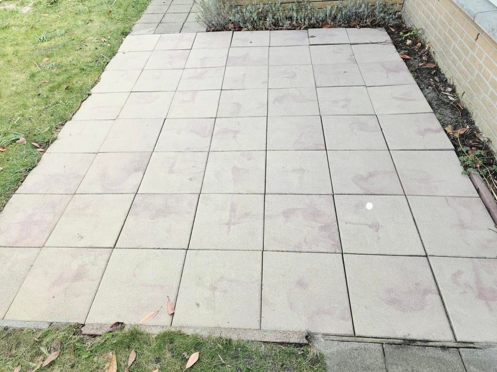 60 unieke tuintegels incl 13m afsluitband., Ophalen, Gebruikt, Beton, Terrastegels