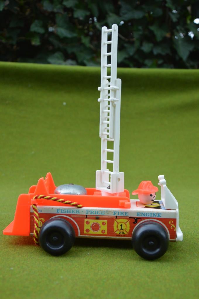 Vintage Fisher Price brandweerwagen uit 1968, made in USA, Ophalen of Verzenden, Gebruikt, Speelset, Met geluid