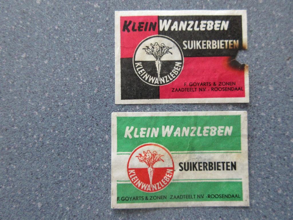 2 x Roosendaal, Klein Wanzleben Suikerbieten/ F. Goyarts, Verzenden, Gebruikt, Luciferdoosjes of -merken