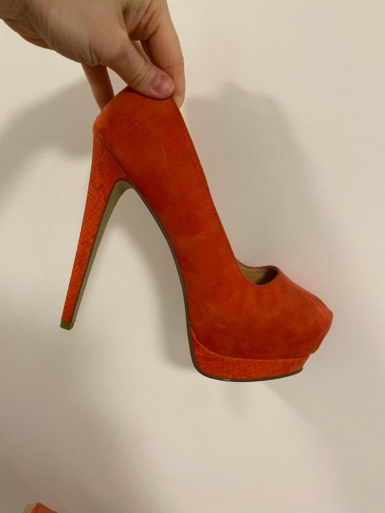 Oranje pumps met hoge hak, Ophalen of Verzenden, Gedragen, Oranje, Pumps