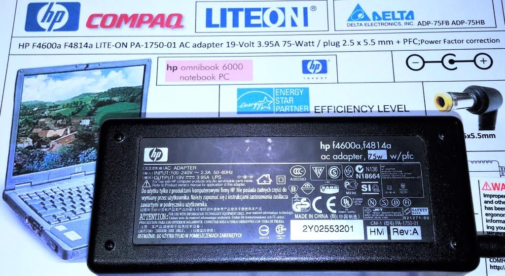 HP F4600A F1781A Lite-On PA-1750-01HM 19V 3.95A 75W Adapter, Ophalen of Verzenden, Zo goed als nieuw, Hewlett Packard (HP)