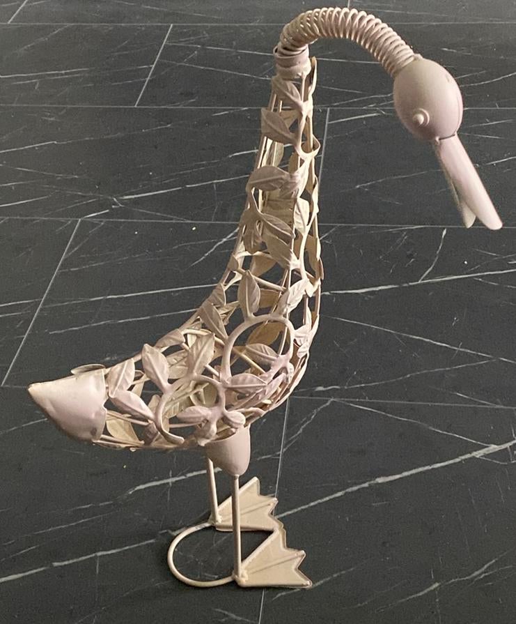 Metalen vogel eend creme art design kunst beeld steam punk, Ophalen of Verzenden