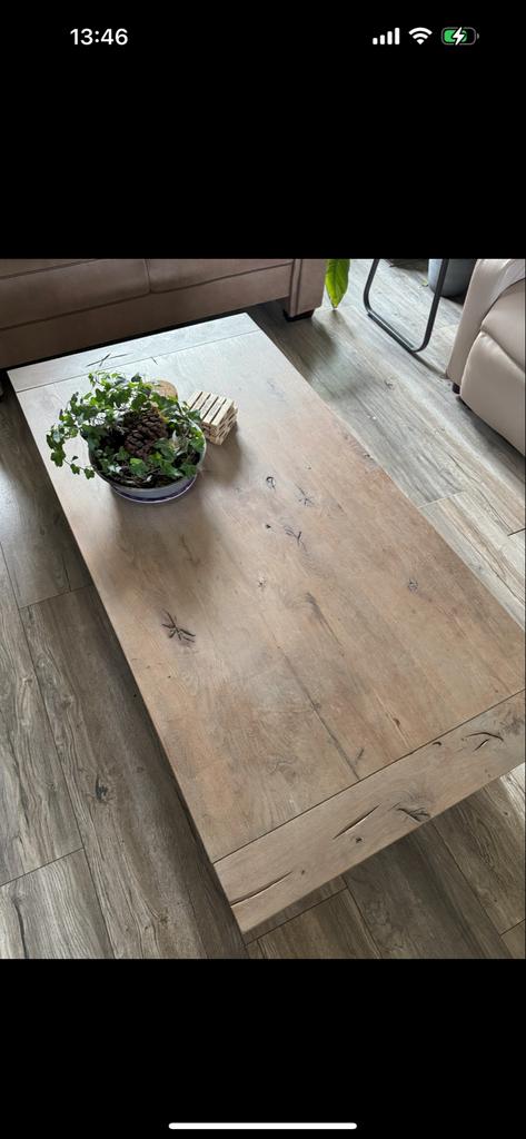 Rustieke Eiken Salontafel 70x140cm, Huis en Inrichting, Tafels | Salontafels, Gebruikt, 100 tot 150 cm, Verzenden, Eikenhout