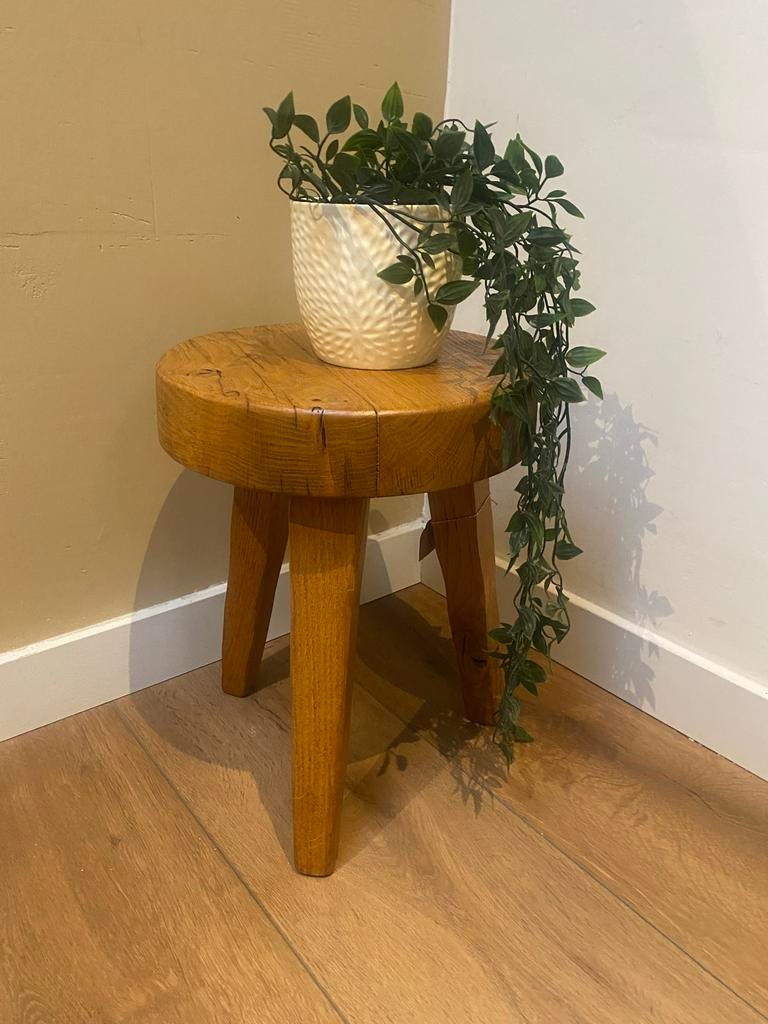 Houten krukje / bijzettafeltje/ plantentafeltje, Gebruikt, Bruin, Ophalen of Verzenden, Eén