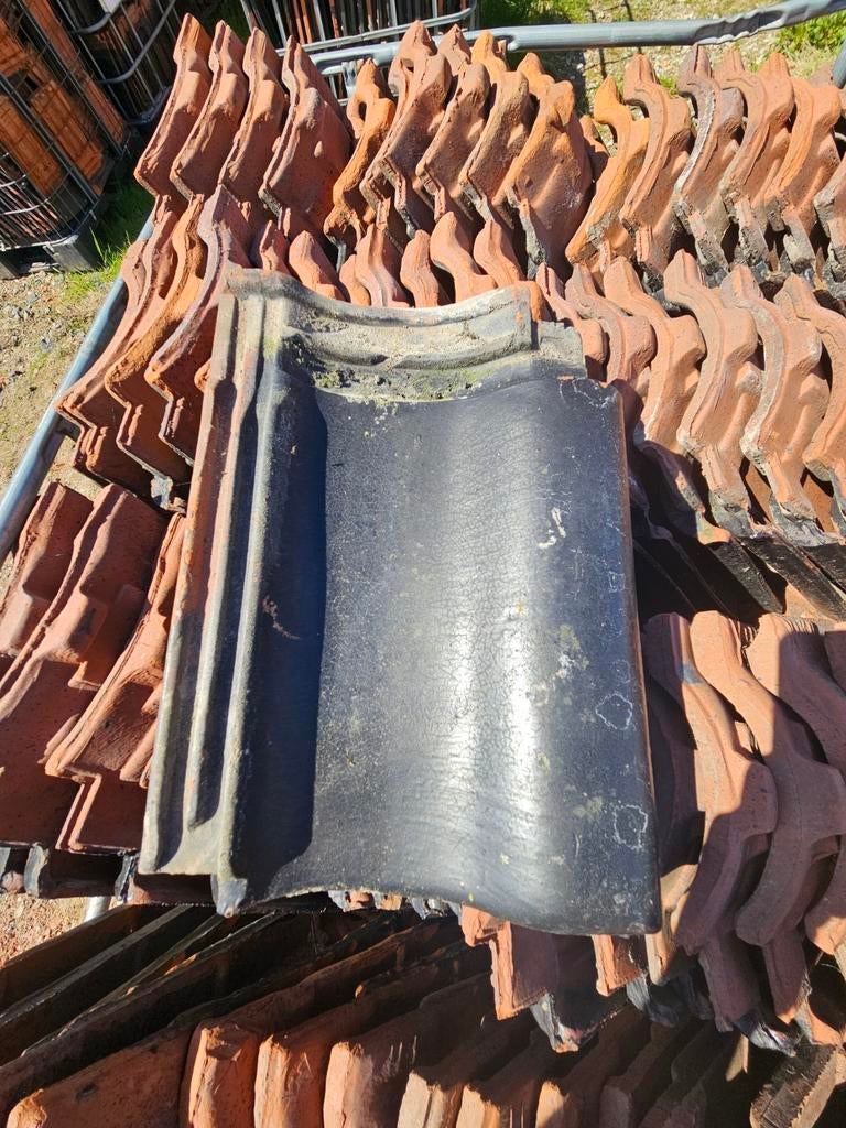 ca 2250 st verbeterd romeinse dakpannen, Gebruikt, Steen of Klei, Zwart, Ophalen of Verzenden