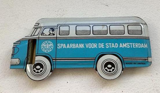 Blikken speelgoed, fluitje in bus-vorm, oud, Ophalen of Verzenden, Zo goed als nieuw, Bus of Vrachtwagen