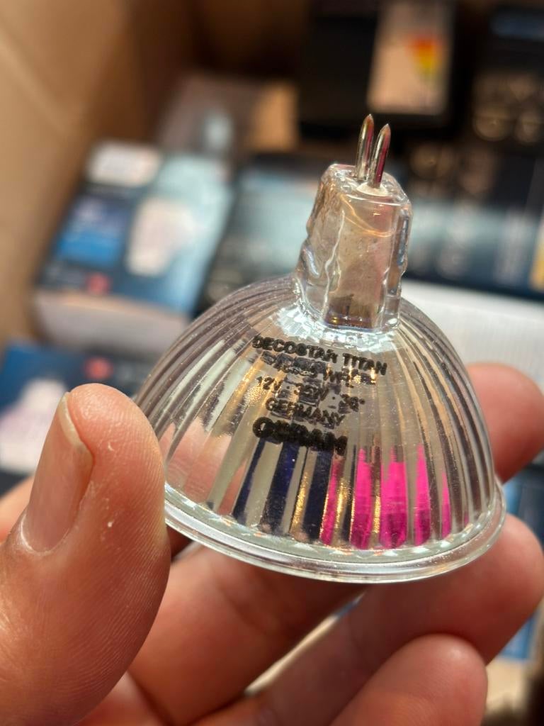 Osram Halogeen GU4 fitting 35 watt 12 volt  29 stuks!, Gebruikt, Soft of Flame, Halogeen (gloei)lamp, Bipin of Steekvoet