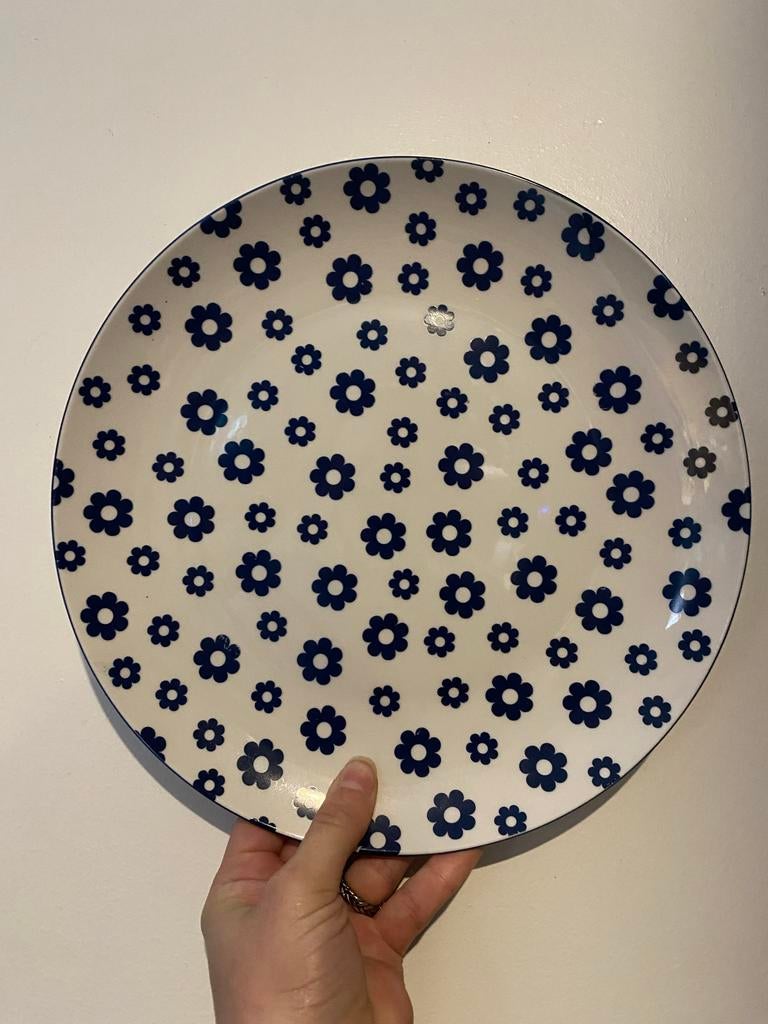 Loft bord – bone china – blauw bloemmotief, Huis en Inrichting, Keuken | Servies, Zo goed als nieuw, Bord(en), Overige stijlen