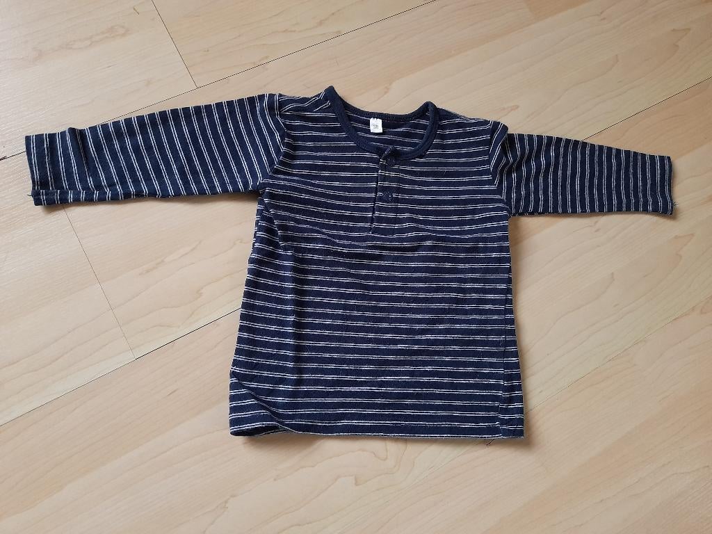 DONKERBLAUW GESTREEPT SHIRT MET LANGE MOUW MAAT 68, Ophalen of Verzenden, Zo goed als nieuw, Jongetje, Truitje of Vestje