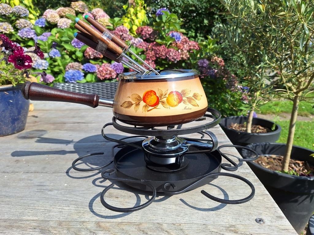 Vintage Madeira fondueset met brander, Ophalen of Verzenden, Gebruikt, Overige materialen, Overige typen