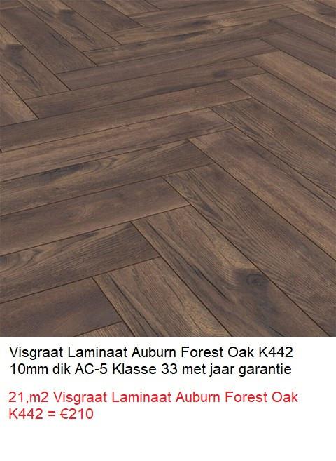 21m2 Visgraat Laminaat Auburn Forest Oak K442 = €210, Bruin, Nieuw, Ophalen of Verzenden, Visgraat Laminaat