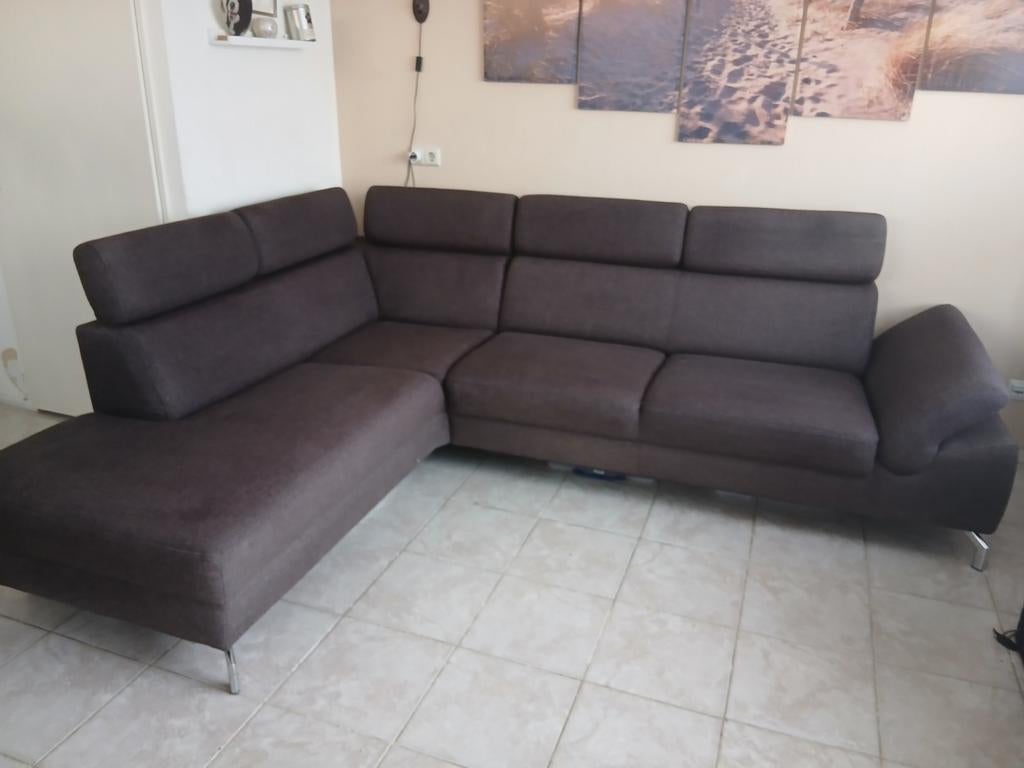 Montel hoekbank bruin 270x210., Ophalen of Verzenden, Gebruikt, Stof