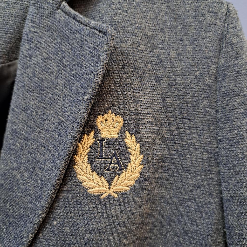 L'Argentina blazer blauw sweatstof + borduursel M nr 47028, Maat 38/40 (M), Blauw, ., Ophalen of Verzenden