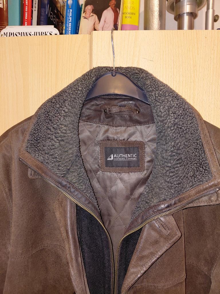 Lederen bruine jas maat 58, Ophalen, Bruin, Maat 56/58 (XL), Gedragen