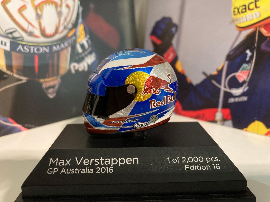 ✅ Max Verstappen 1:8 helm 2016 Australië editie 16 fanshop, Verzamelen, Ophalen of Verzenden, Nieuw, Formule 1