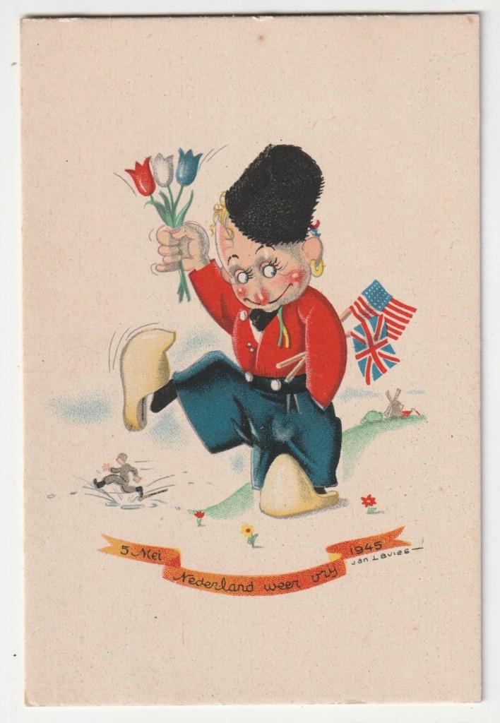 Ansichtkaart bevrijding tweede wereldoorlog door Jal Lavies, Overige typen, Overige soorten, Ophalen of Verzenden, X