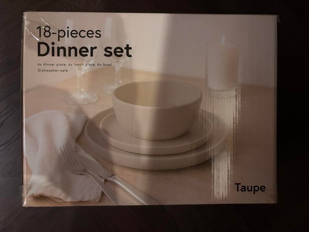 Nieuw 18-delig Servies Set in Doos, Ophalen, Keramiek, Nieuw, Effen