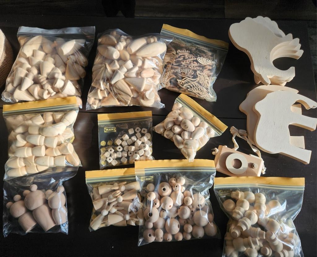 Grote partij nieuwe houten peg dolls & knutselmateriaal, Ophalen of Verzenden, Nieuw