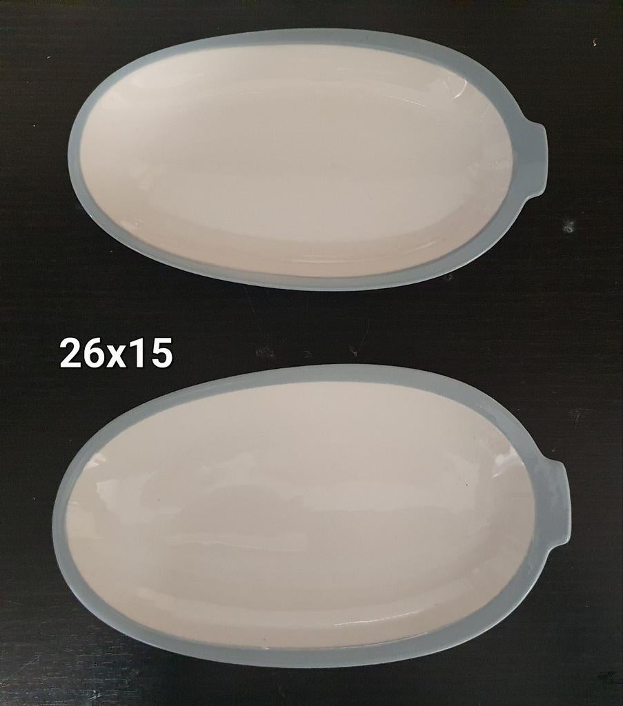 2 vintage retro ovale serveerschalen P. Regout Maastricht, Ophalen of Verzenden, Zo goed als nieuw, Blauw, Schaal