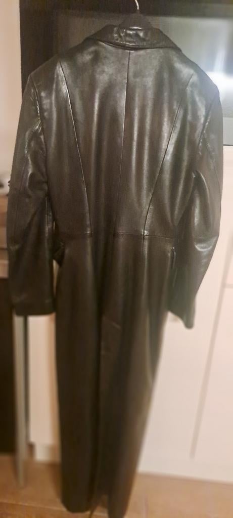 Echt lederen trenchcoat - Parijse allure, Kleding | Dames, Jassen | Zomer, Zo goed als nieuw, Maat 38/40 (M), Zwart, Ophalen of Verzenden