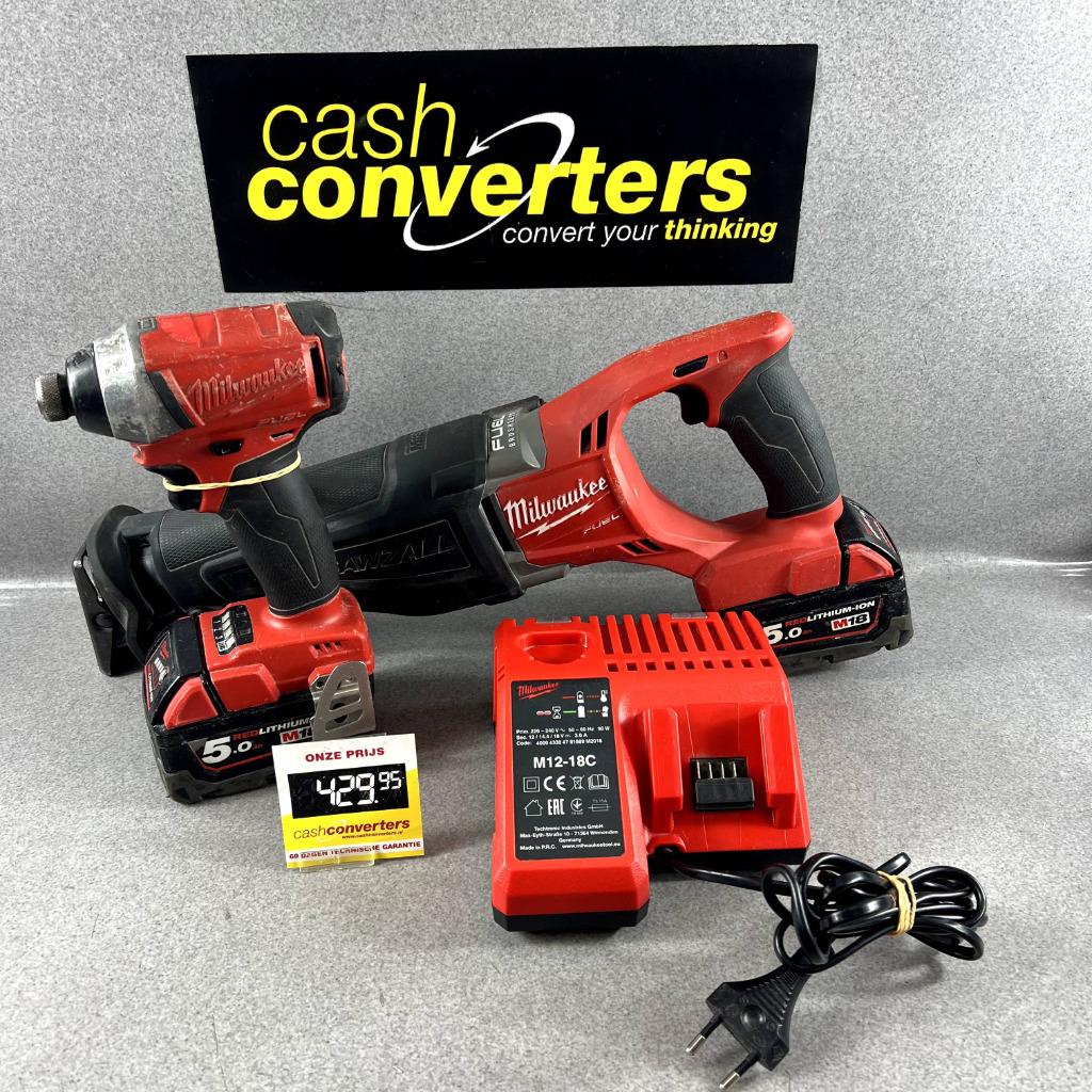 Milwaukee gereedschapset | 2 accu's | oplader | SALE| 391899, Ophalen of Verzenden, Gebruikt