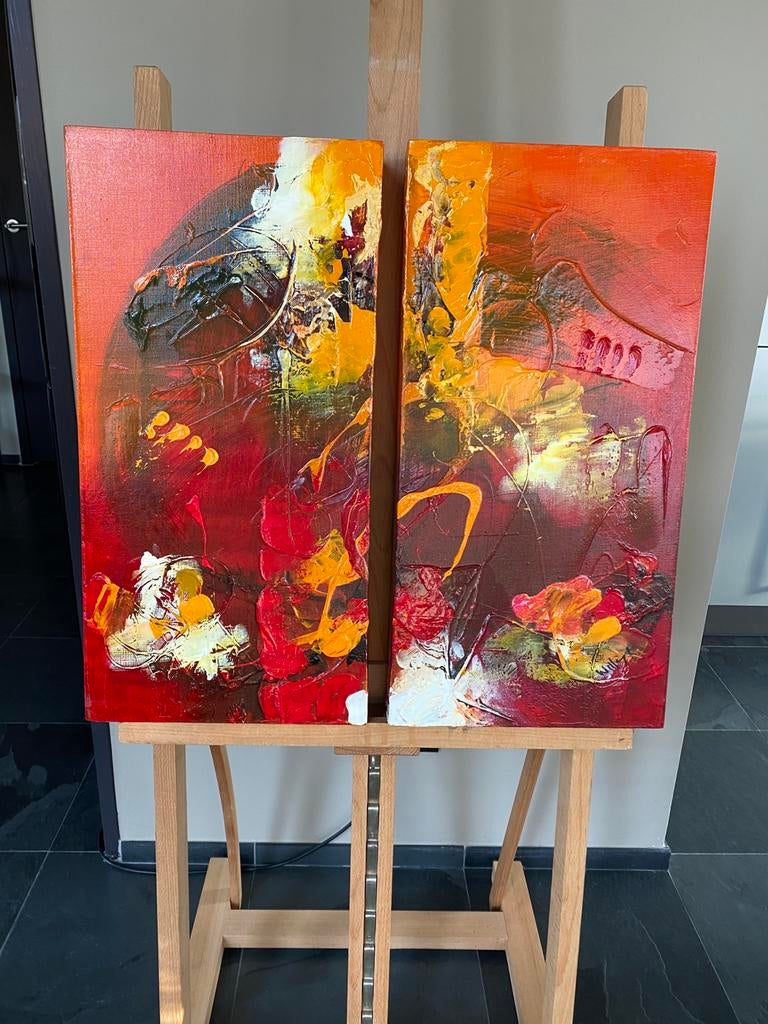 William Malucu tweeluik 2 x 60 x 30 x 7 cm, Antiek en Kunst, Kunst | Schilderijen | Abstract, Ophalen