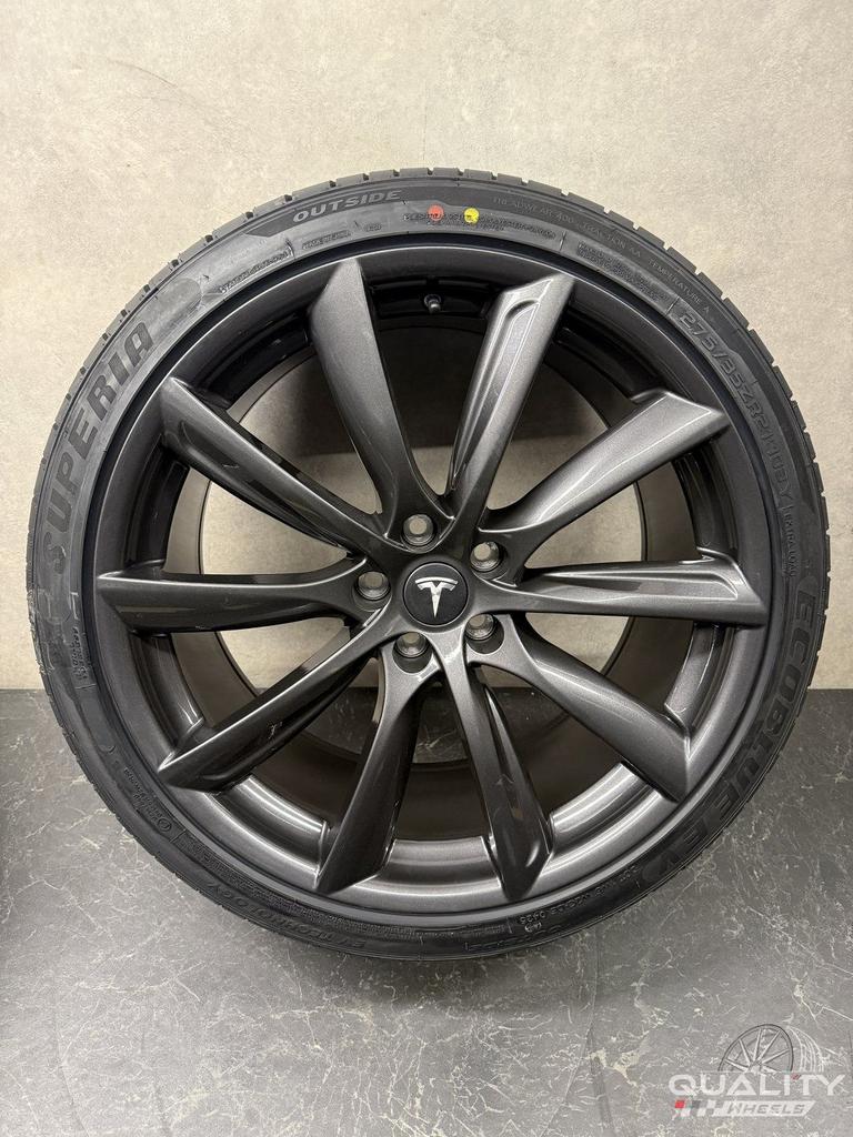 5x114,3 21 inch Tesla model Y 2020+ Breedset Velgen + Banden, 255 mm, -, -, Banden en Velgen