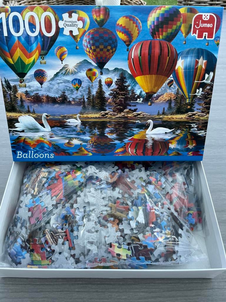 Jumbo Legpuzzel 1000 stukjes - Ballonnen boven het meer, Ophalen of Verzenden, 500 t/m 1500 stukjes, Zo goed als nieuw, Legpuzzel