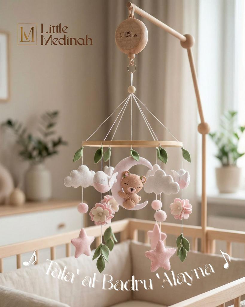 Baby muziekmobiel met houten houder, Ophalen of Verzenden, Nieuw, Mobiel, Met geluid