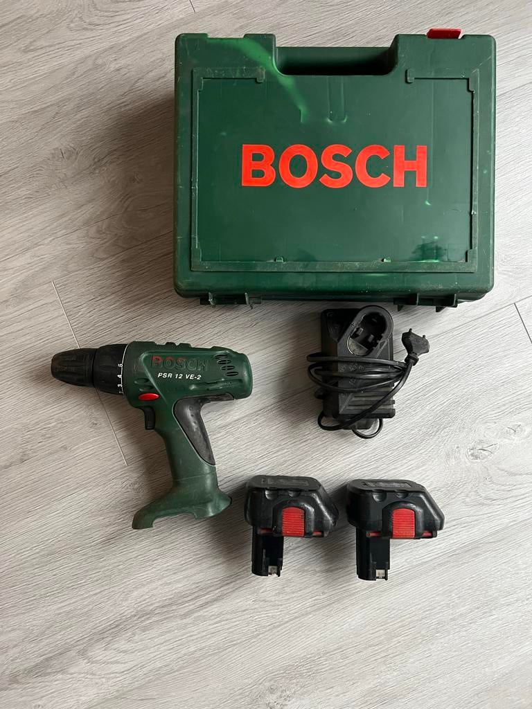 Bosch PSR 12 VE-2 Accuboormachine met Koffer en Accu's, Doe-het-zelf en Verbouw, Ophalen, Gebruikt, Variabele snelheid, Boor- en Schroefmachine