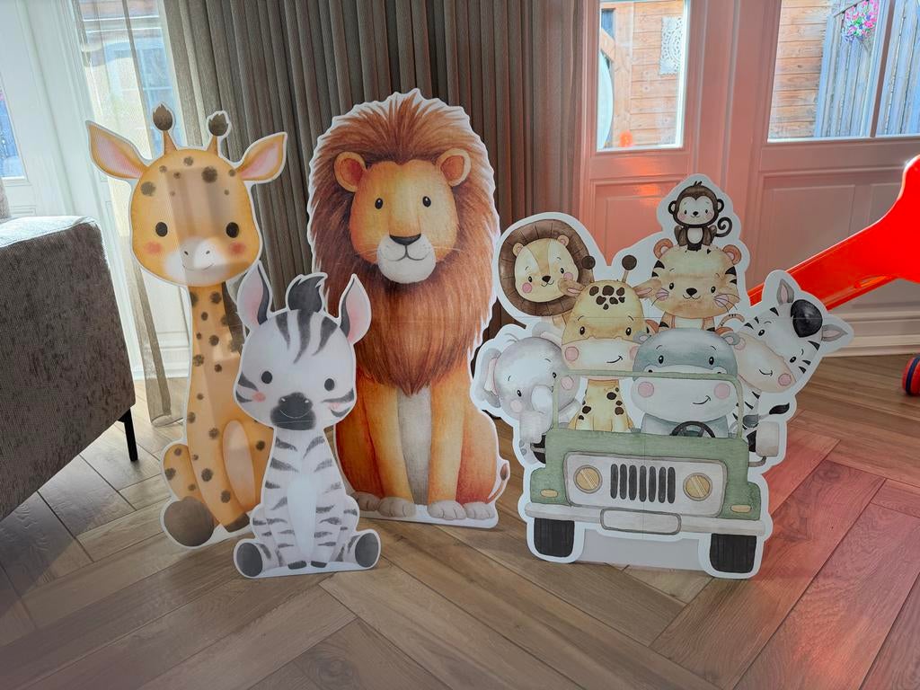 Dieren Safari Foam Borden voor Feestje - Zo Goed als Nieuw, Ophalen of Verzenden, Zo goed als nieuw, Versiering, Verjaardag