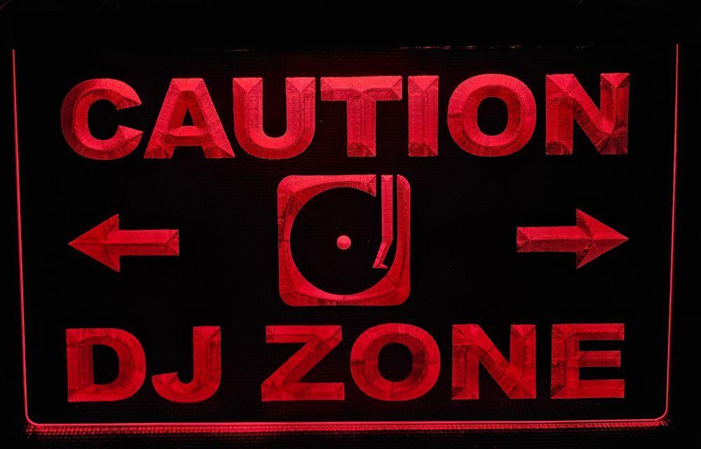Caution DJ zone rood led reclame ledlamp wanddeco deco lamp, Info@deconoord.nl, Deco Noord, Nieuw, Ophalen of Verzenden