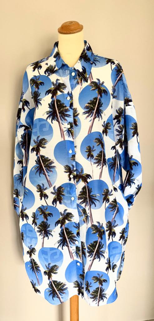 Prachtige blouse jurk van MARCCAIN (5=42), CF laan, Wit, Maat 42/44 (L), Zo goed als nieuw