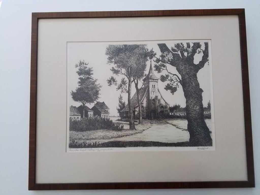 Ets Hasselse Kapel Tilburg' door Cornelis M. van der Woerd, Ophalen of Verzenden