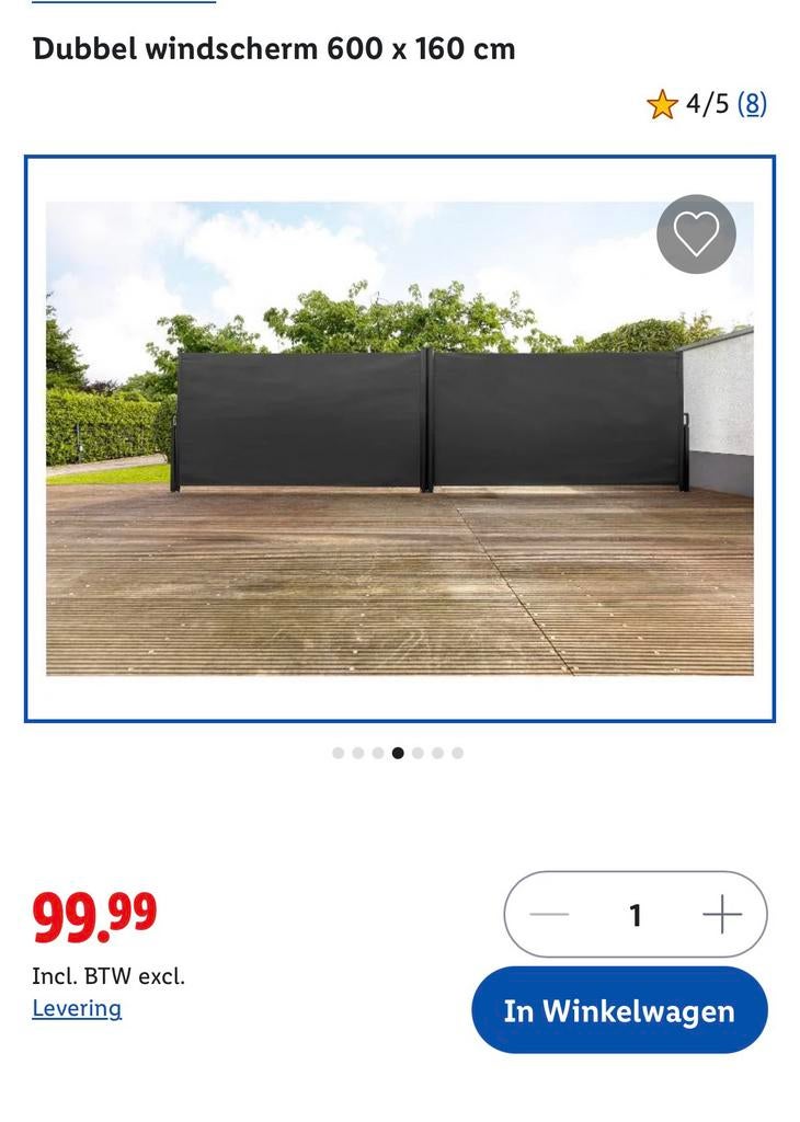 Nieuw in verpakking dubbel windscherm 600 x 160 cm, Ophalen, 200 cm of meer, 150 tot 200 cm, Nieuw