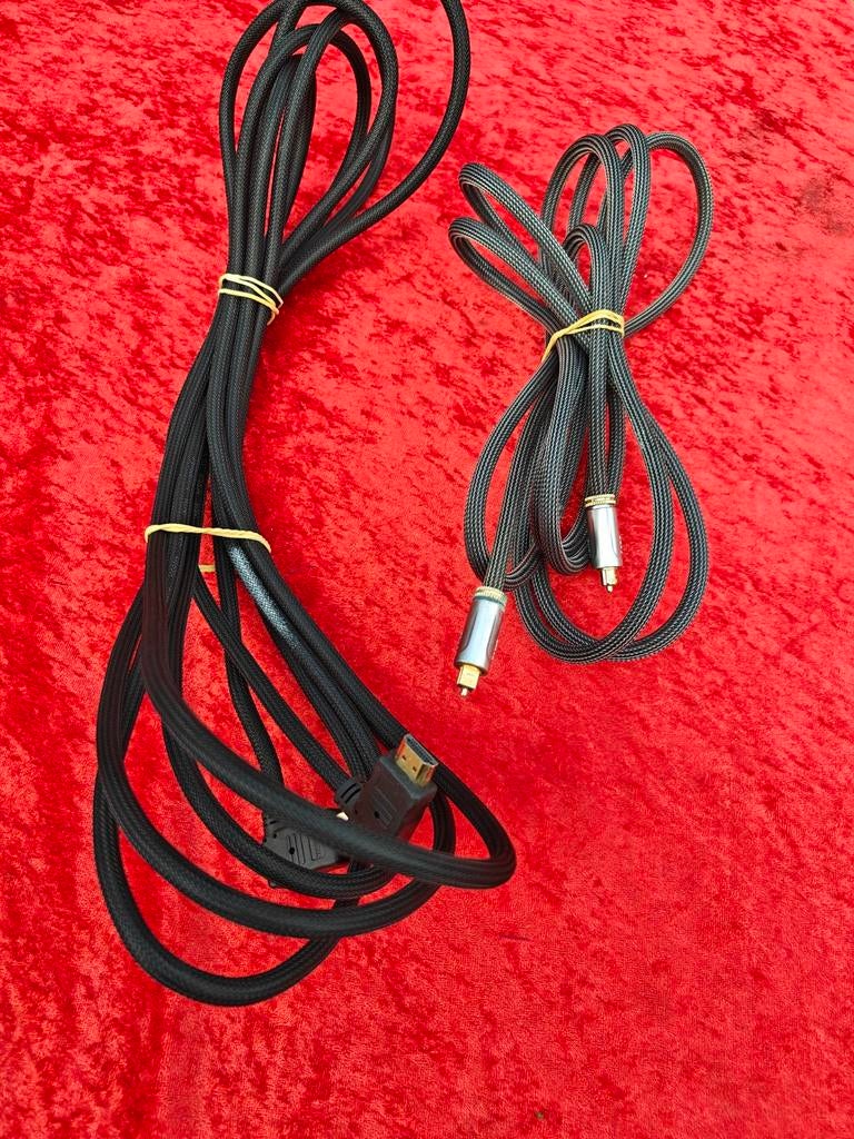HDMI kabel 5m en optische kabel 3m luxe uitvoering, Ophalen of Verzenden, Zo goed als nieuw, HDMI-kabel