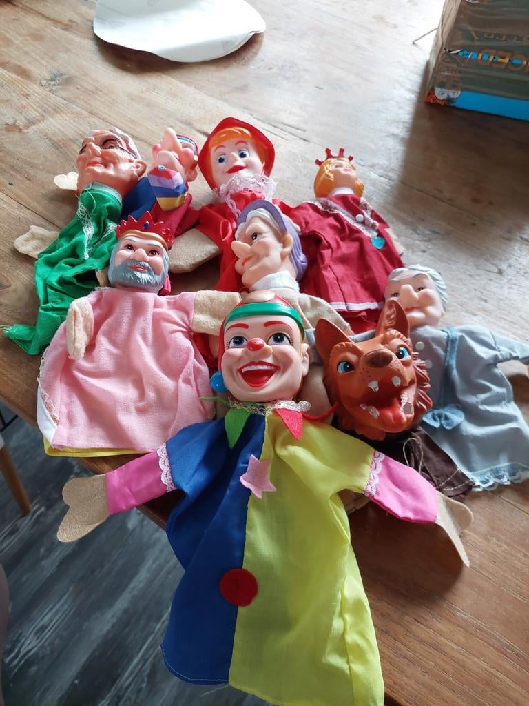 Vintage Handpoppen Set - Sprookjesfiguren en meer, Ophalen of Verzenden, Zo goed als nieuw