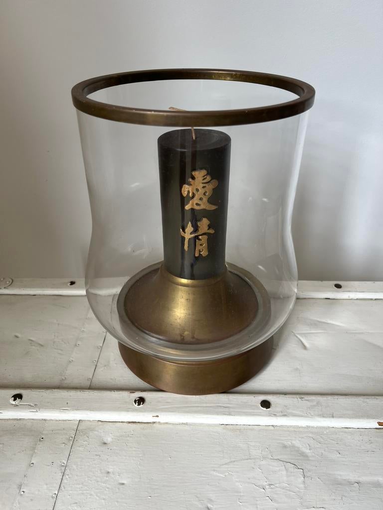 Windlicht messing en glas, Ophalen, Zo goed als nieuw, 50 tot 75 cm