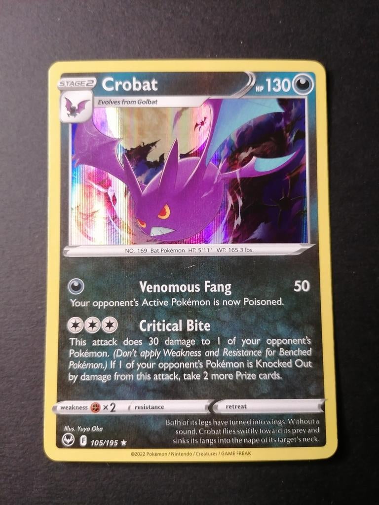 Crobat - Holofoil Silver Tempest 105/195 - Pokémon, Ophalen of Verzenden, Zo goed als nieuw, Foil