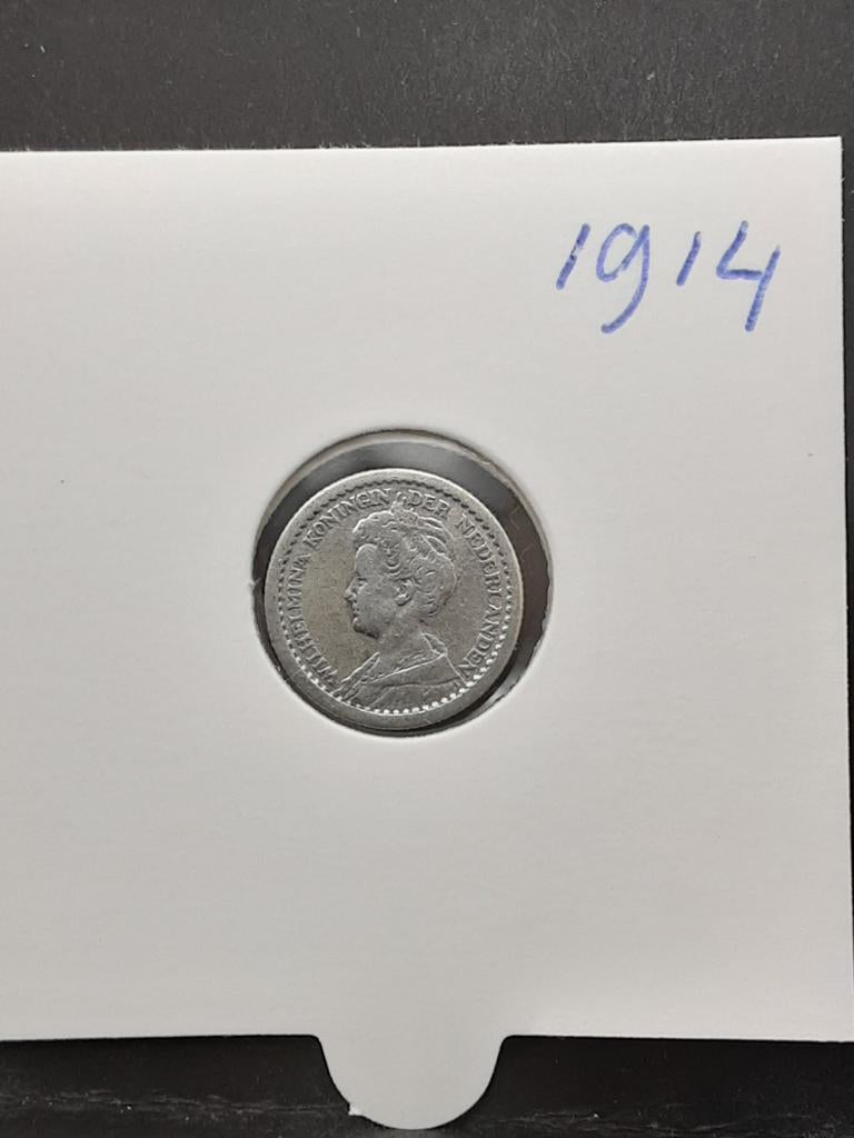 10 cent 1914 koningin Wilhelmina, Postzegels en Munten, Munten | Nederland, Zilver, Ophalen of Verzenden, 10 cent, Koningin Wilhelmina