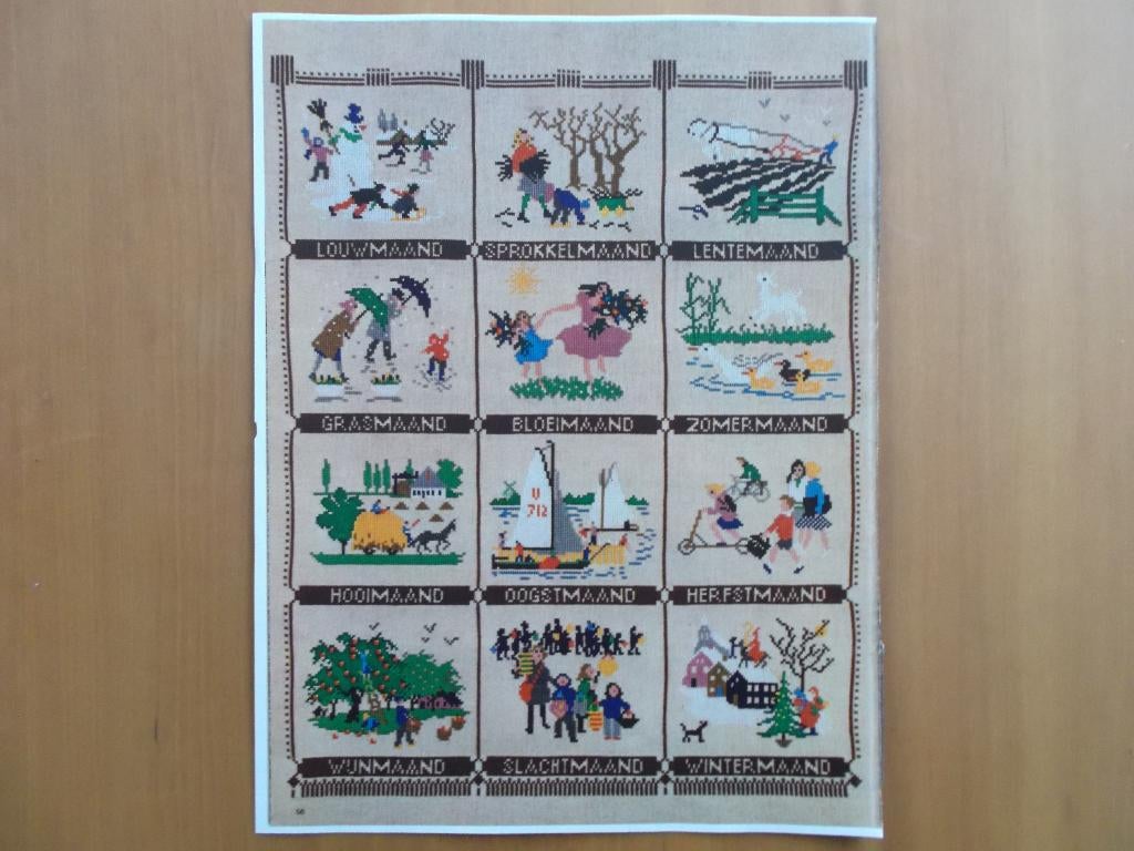 Kruissteek telpatroon: HET JAAR ROND, ontwerp: Mies Bloch5, Ophalen of Verzenden, Zo goed als nieuw, Handborduren, Patroon